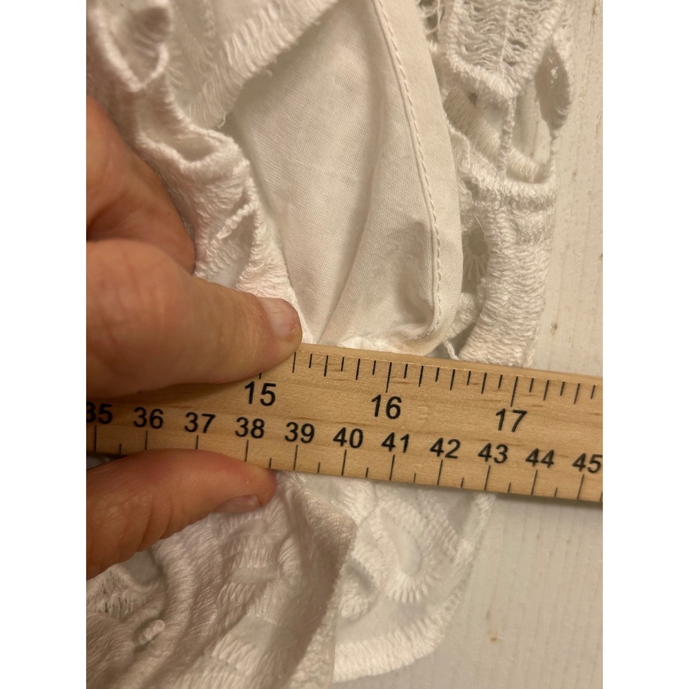 Farm Rio White Lace Eyelet Tiered Midi Dress Womens Medium New With Tags Cotton - Picture 7 of 8